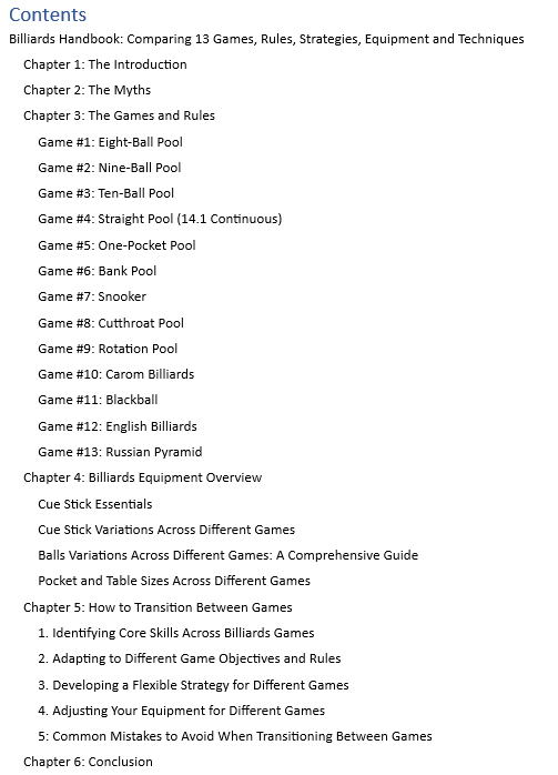Billiards Handbook: Comparing 13 Games, Rules, Strategies, Equipment and Techniques - Billiard and Pool Center