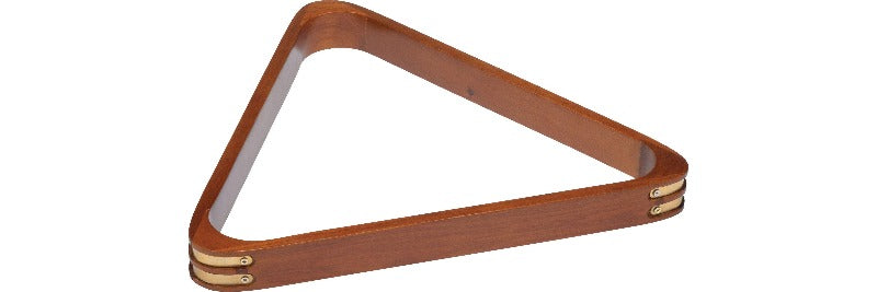 Action RK8B Wood Stain Triangle Rack w/ Brass Corners - Billiard and Pool Center