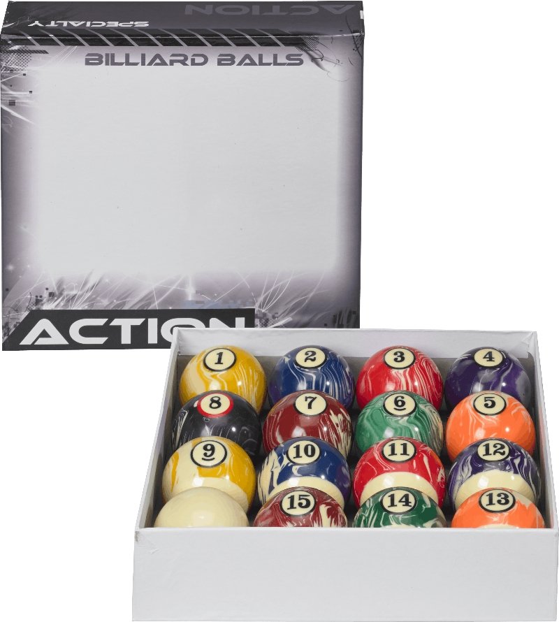 Action BBWM White Marble Ball Set - Billiard and Pool Center