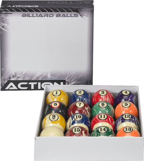 Action BBWM White Marble Ball Set - Billiard and Pool Center
