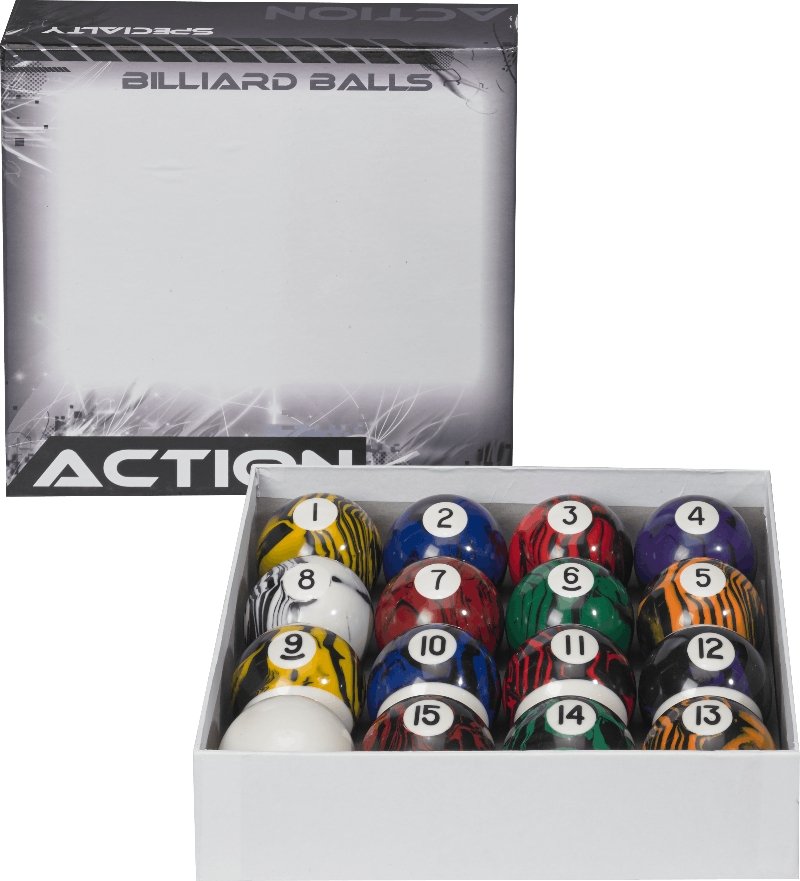 Action Black Marble Ball Set - Billiard and Pool Center