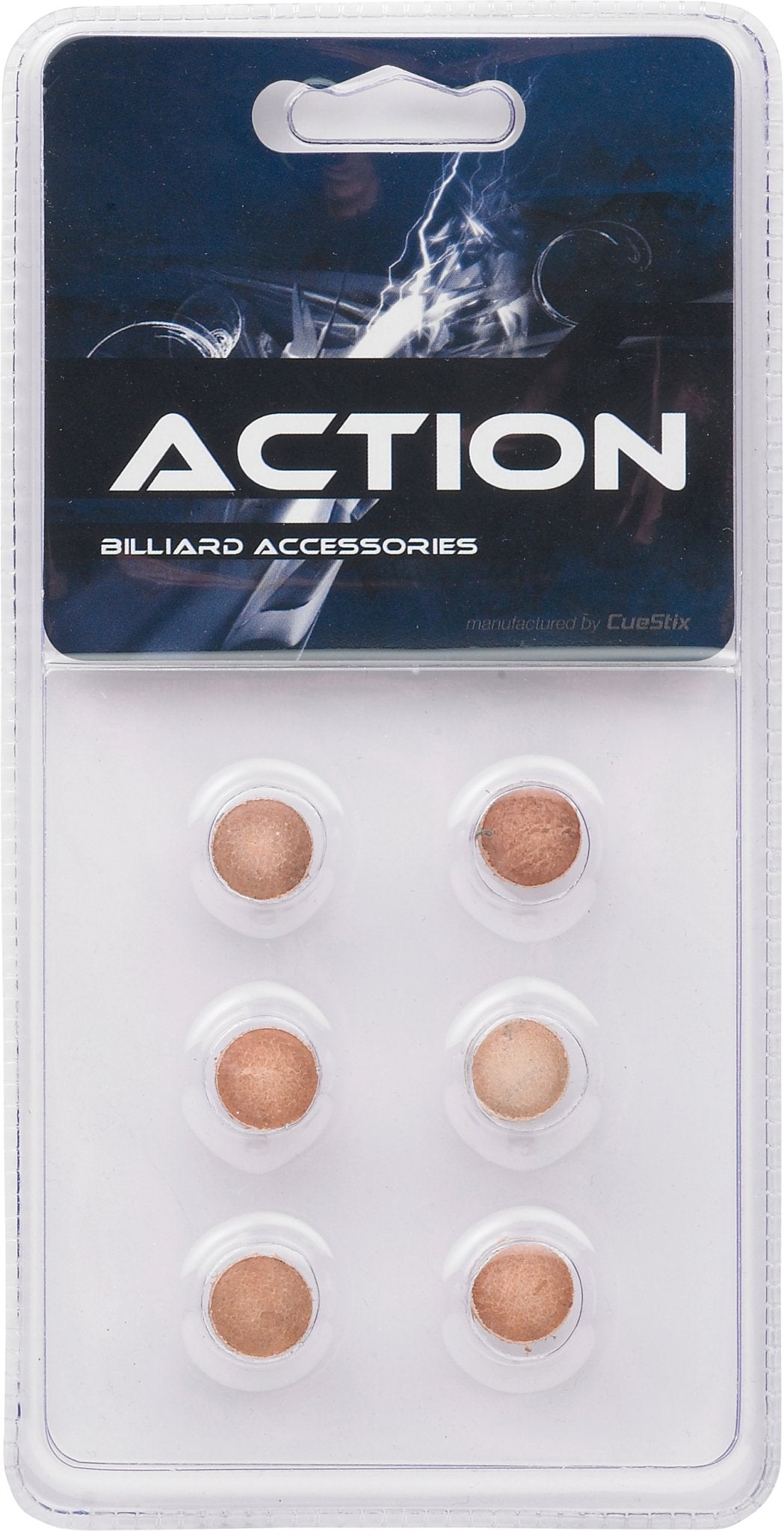 Action QT6GP Standard Pool Cue Tips - Blister Pack of 6 - Billiard and Pool Center