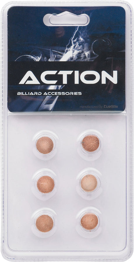 Action QT6GP Standard Pool Cue Tips - Blister Pack of 6 - Billiard and Pool Center