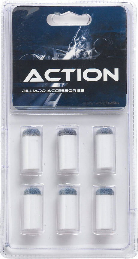 Action TR6SOB Blue Slip On Tips & Ferrules in Blister Pack of 6 - Billiard and Pool Center