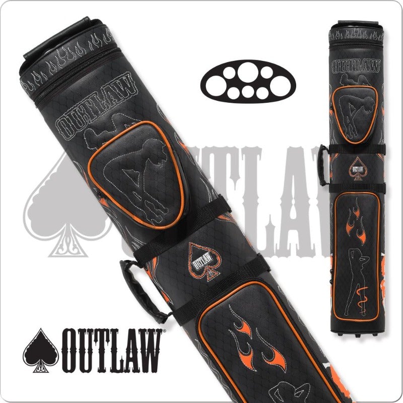 Outlaw OLB35D Stitch Flames 3x5 Hard Cue Case - Billiard and Pool Center