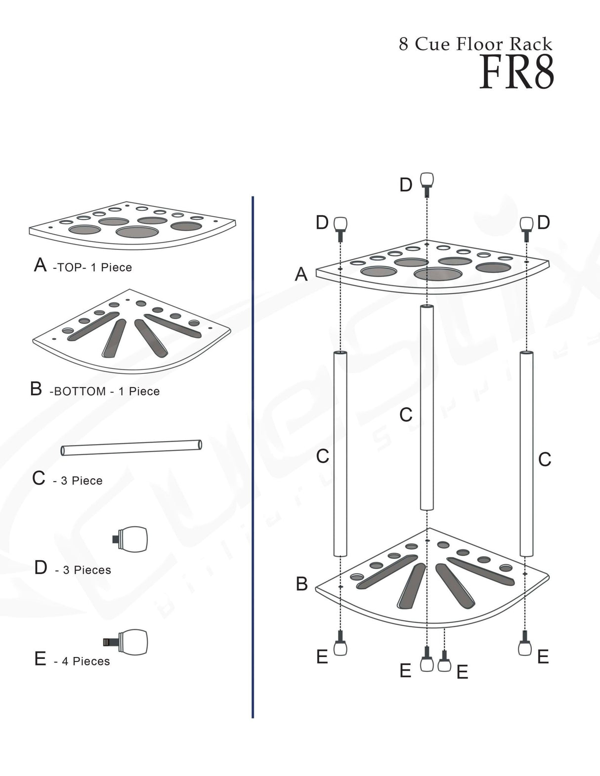 8 Cue Corner Floor Rack FR8 - Billiard_And_Pool_Center